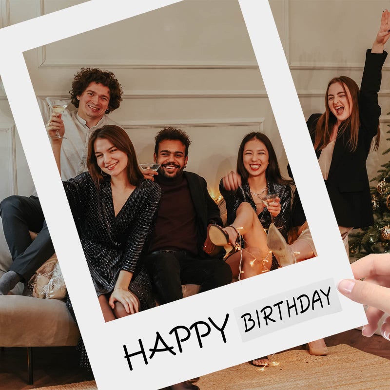 LUOEM Happy Birthday Party Frame Photo Prop Birthday DIY Paper Picture Frame Cutouts Photo Booth Props for Party Supplies - Image 5